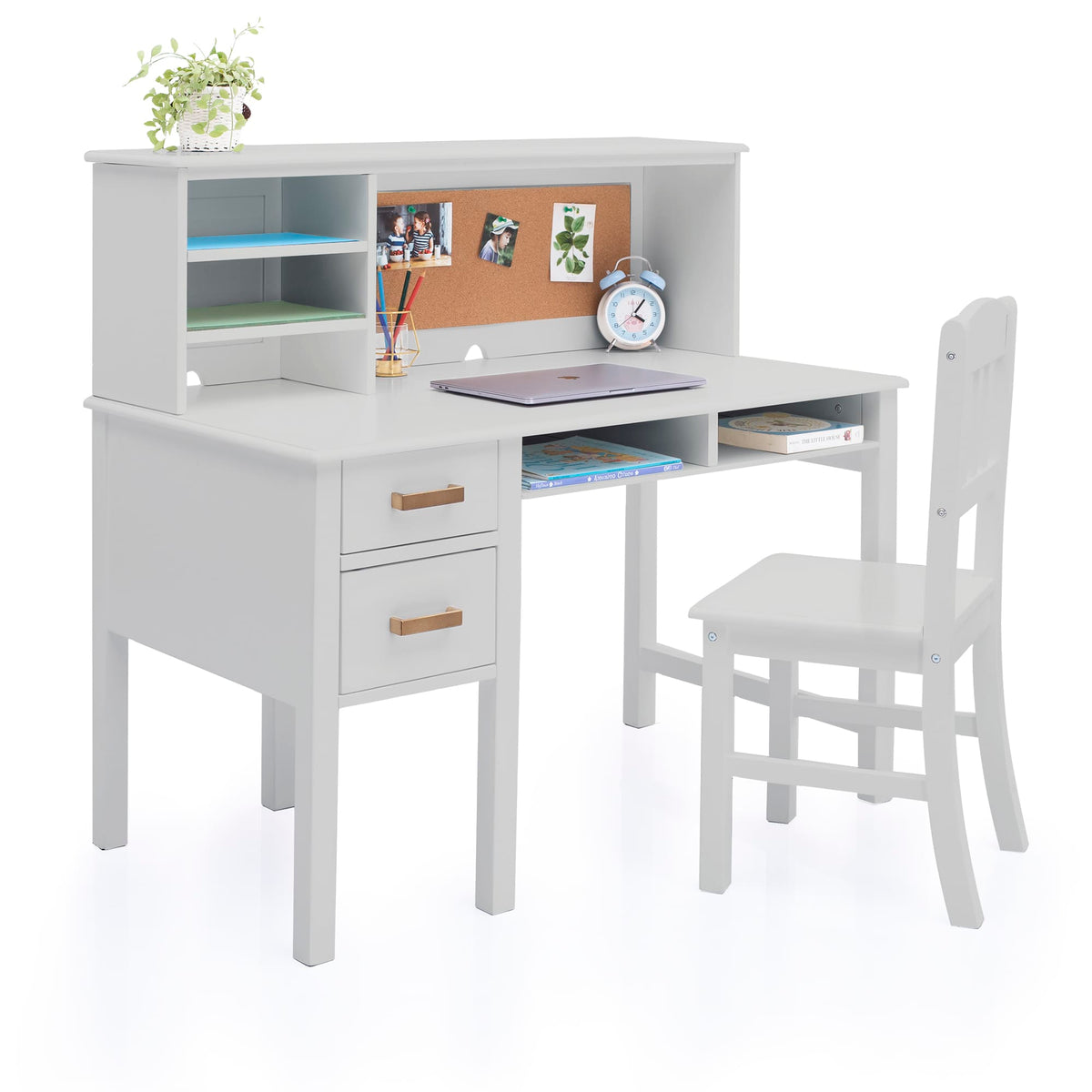 G27651-Taiga desk and hutch gray mainprops update | Gray