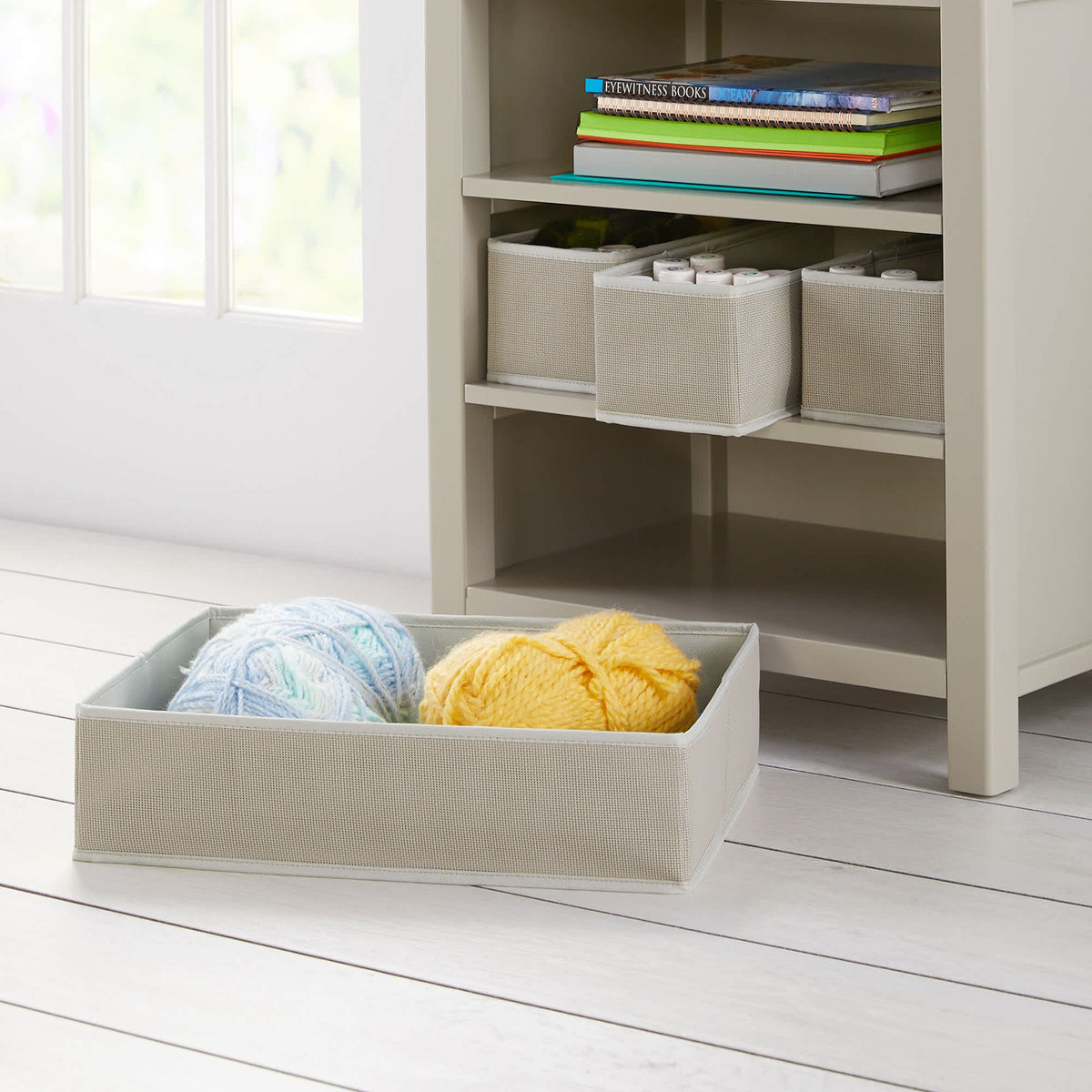 G77203 Martha Stewart Crafting Kids Open Storage Gray Env Bin Detail | Gray