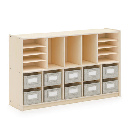 G80319 EdQ Essentials Shelves and 10 Bin Storage Unit Natural Main-1 | Natural