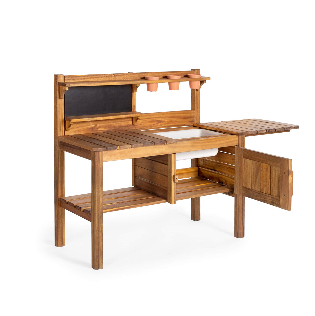 G78200 Martha Stewart Outdoor Potting Bench Silo 4 TopFront Open