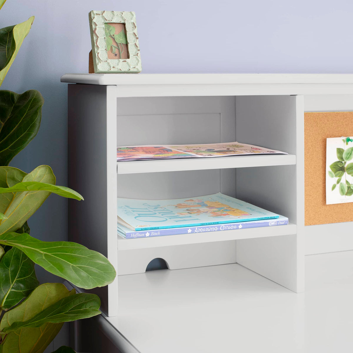 G27651-Taiga desk and hutch gray detail3 environment update | Gray