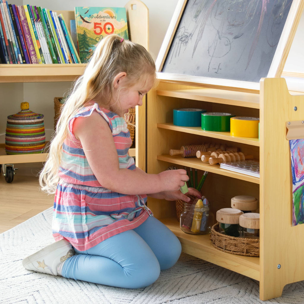 G51091 Desk to Easel Art Cart Natural Lifestyle 3993 | Natural