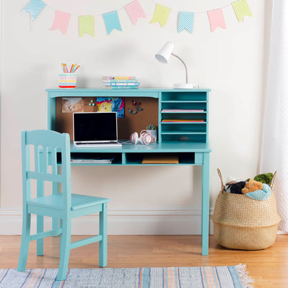 G27644 Guidecraft Childrens Media Desk and Chair Set Teal Environmental | Teal