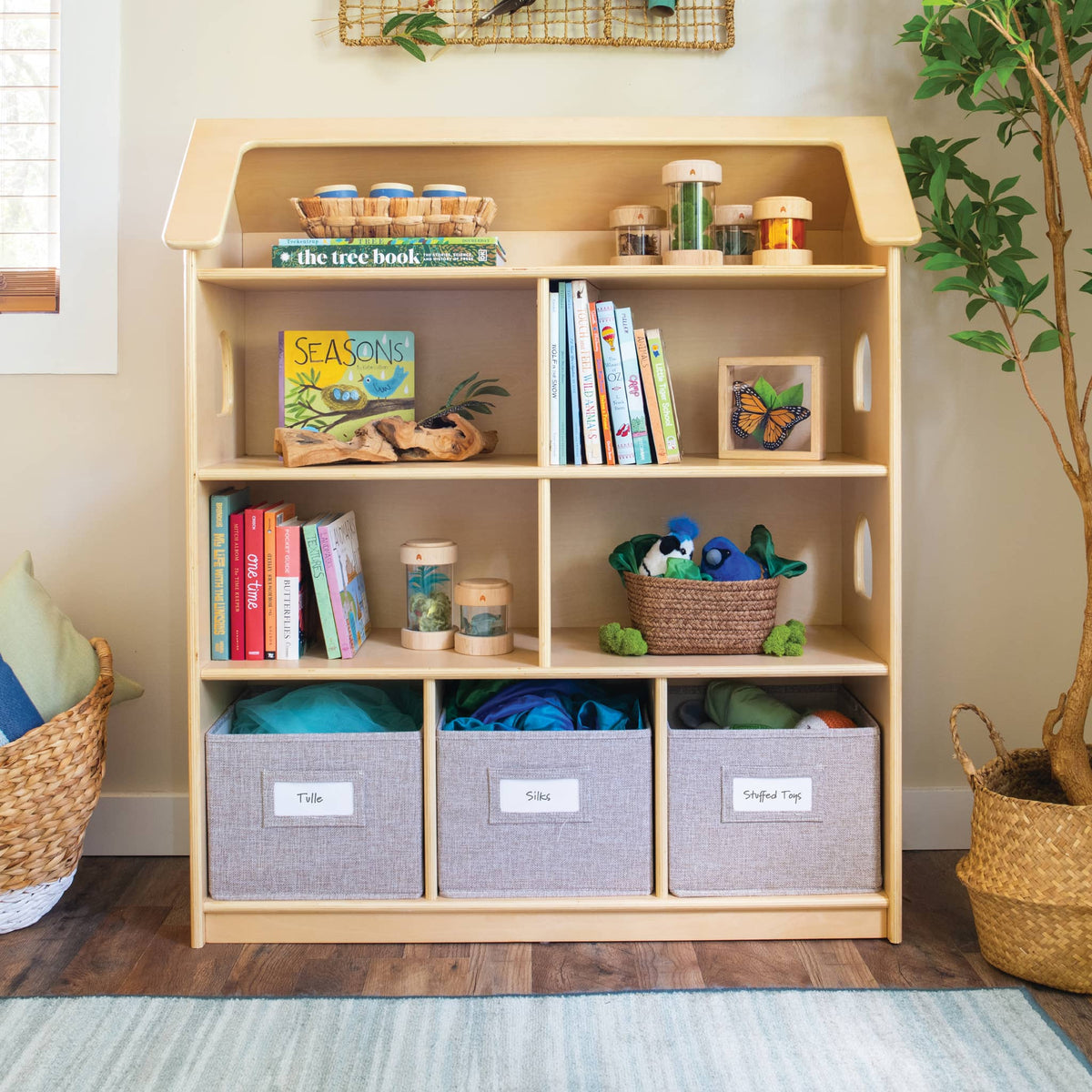 G80329 EdQ Dollhouse Bookcase Natural Env 3174 | Natural