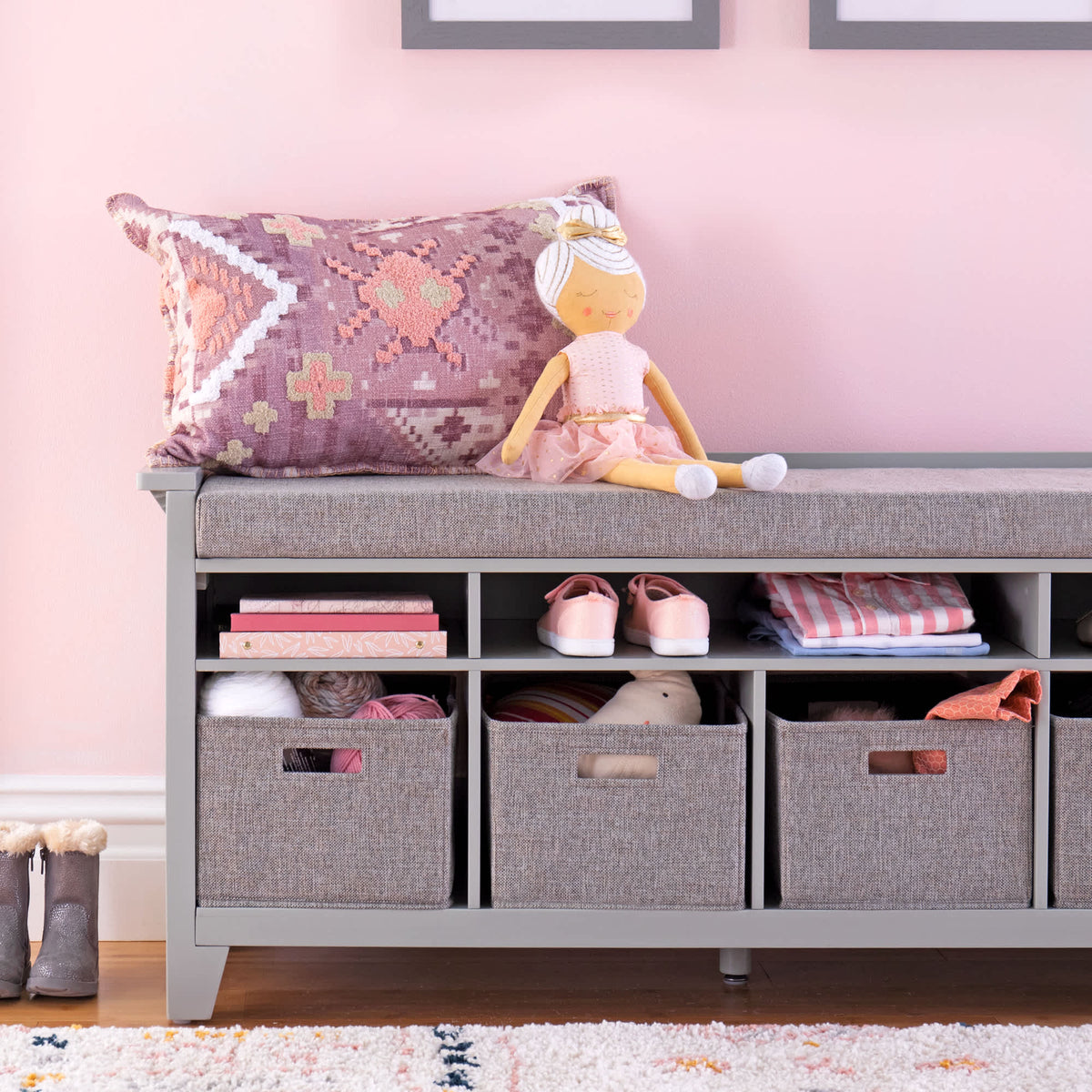 G76902 Gray Storage Bench Environmental 2 | Gray